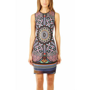 NWT Clover Canyon Stained Glass Dress Sleeveless CD68I161 Multi Sheath S…